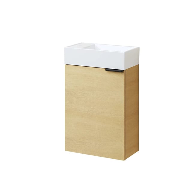 Emke Waschbeckenunterschränke mit Keramikbecken Badezimmerschrank 41,7 × 24 × 64,6 cm Oak