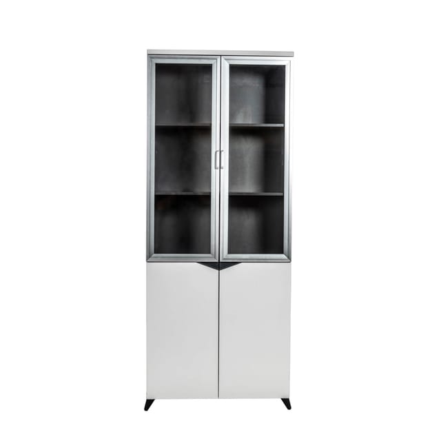 Jet-Line Aktenschrank Carlo in Schwarz-Weiß mit Glastüren 200x80x40 cm