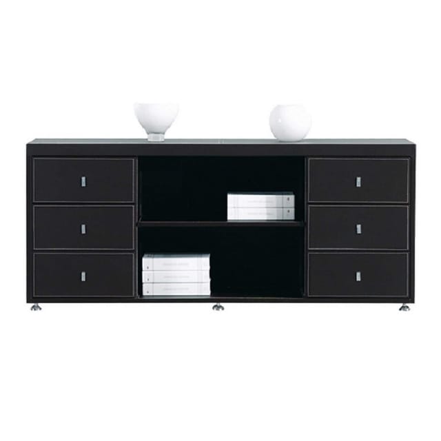 Jet-Line Aktenschrank/Sideboard Padova in Schwarz Bezogen mit Kunstleder 66x160x45 cm