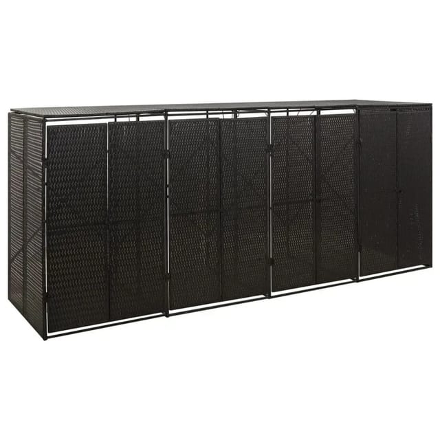 vidaXL Mülltonnenbox für 4 Tonnen Schwarz 274x80x117 cm Poly Rattan 319863