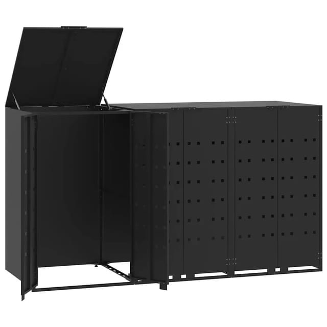 vidaXL Mülltonnenbox für 3 Tonnen Schwarz 207x79x117 cm Stahl 3279978