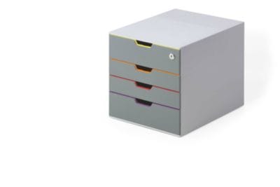 Durable Schubladenbox A4 Varicolor Safe 4 Fächer mit Etiketten zur Beschriftung Mehrfarbig Abschließbar