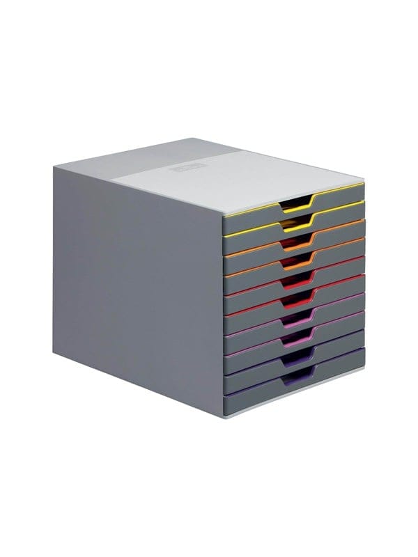 Durable Schubladenbox A4 Varicolor 10 Fächer mit Etiketten zur Beschriftung Mehrfarbig