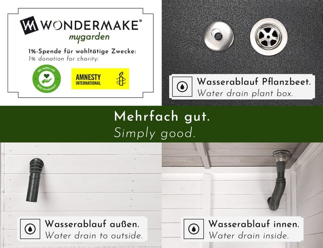 WONDERMAKE Design Mährobotergarage Cubilio1 Mit Pflanzkasten und Wasserabfluss
