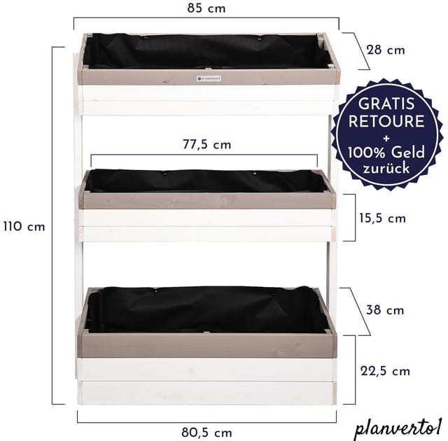 WONDERMAKE Design Vertikalbeet Planverto1 Mit 3 Etagen