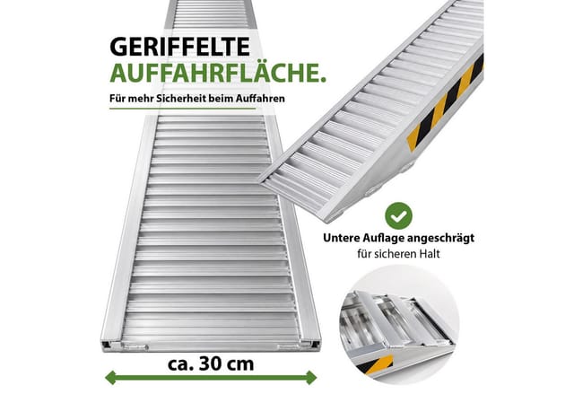 TRUTZHOLM 1 x Profi Schwerlastrampe 212cm Traglast 1900 kg Alu Grau