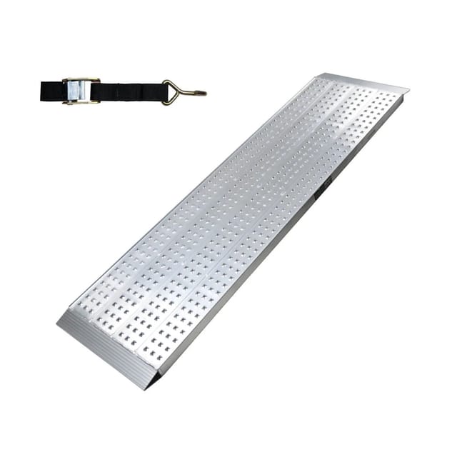 TRUTZHOLM 1 x Auffahrrampe Leichte Ausführung 200 x 56 cm Traglast 270kg Alu Grau Profiliert