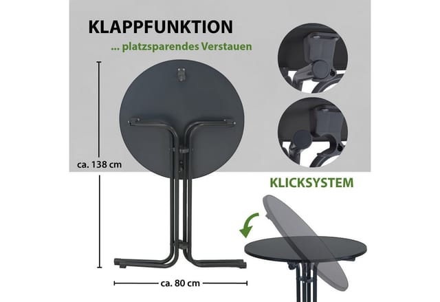 TRUTZHOLM 2x Stehtisch Klappbar Durchmesser 70 cm Höhe 110 cm Stahl Anthrazit
