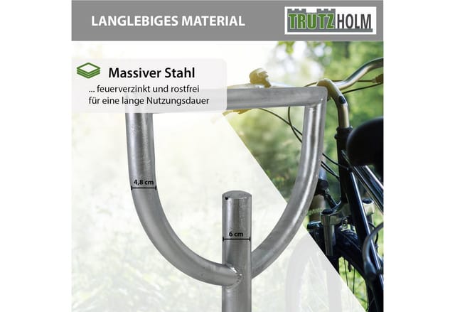 TRUTZHOLM Fahrradanlehnbügel 115 x 56 cm Stahl Feuerverzinkt Durchmesser 60 mm Typ D