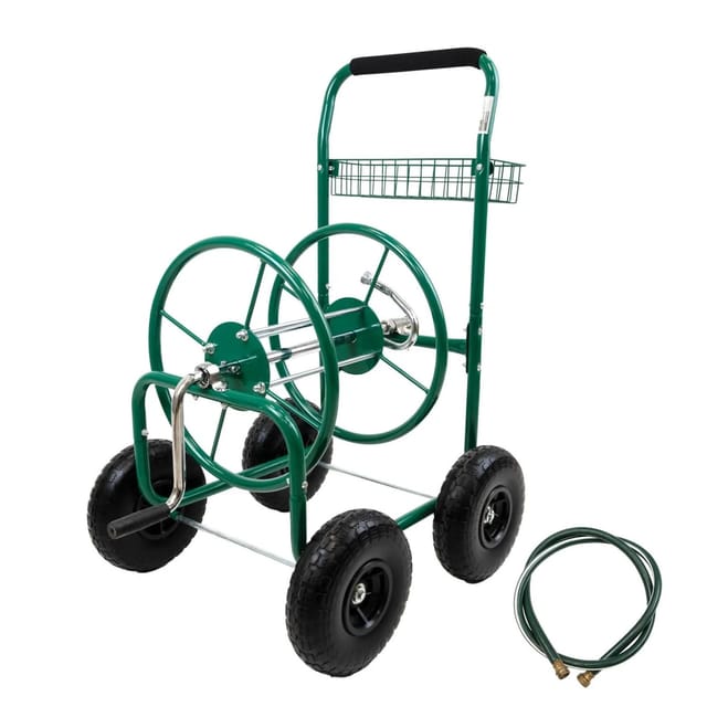 TRUTZHOLM Schlauchwagen Premium 4 Vollgummiräder 92x57x78cm Stahl 80 m Gartenschlauch 3/4 Zoll Anschluß Grün