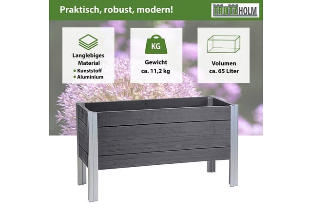 TRUTZHOLM Hochbeet 98x40x59 cm 100 Liter Holzoptik Robust Witterungsbeständig