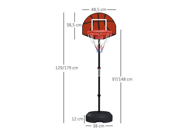 SPORTNOW Basketballständer Stahl PE Braun Schwarz Ø38 x 129-179H cm