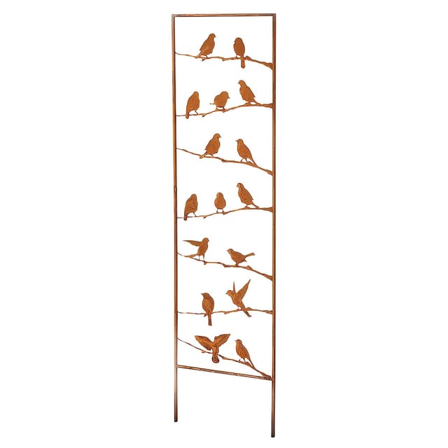 Kobolo Gartenstecker VÖGEL Rankhilfe Metall Naturrost 39x1x139 cm