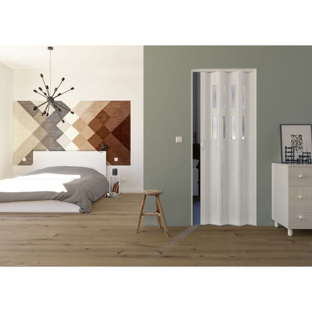 Forte Premium Kunststoff Falttür Luciana Weiß mit 3 D 2 Fenster