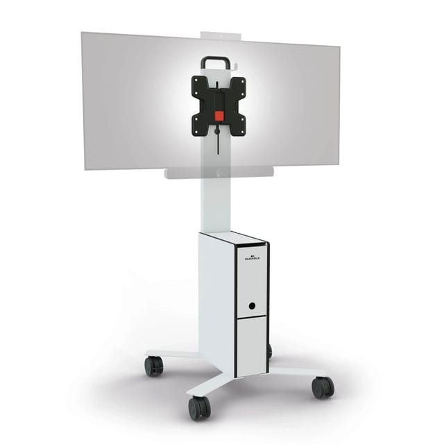 Durable Mobiler TV Wagen COWORKSATION für TV/Monitore 3 Fächer Weiß