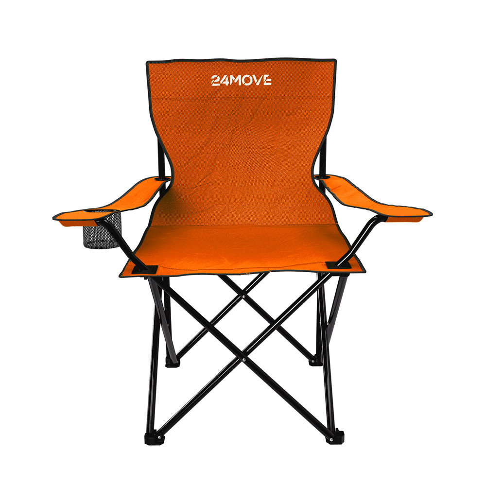 24Move Campingstuhl Faltstuhl Orange Getraenkehalter Tragetasche Outdoor Faltbar 100Kg Klappstuhl
