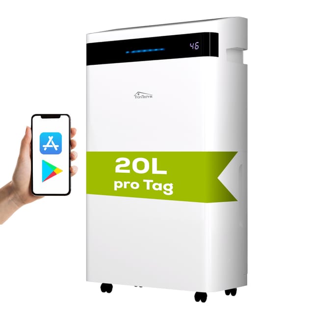TroniTechnik Luftentfeuchter EF04 Wifi 20l 24H 5,5l Tank Kompressor LED