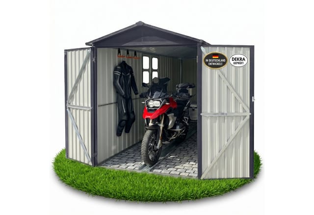 Albatros Premium Motorradgarage Verzinktes Metall in Anthrazit RAL 7016 169x308x191cm