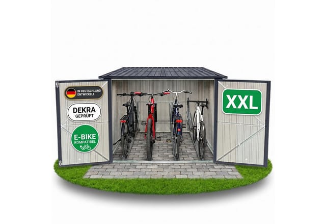 Albatros Premium Fahrradgarage Verzinktes Metall in Anthrazit RAL 7016 203x198x162cm