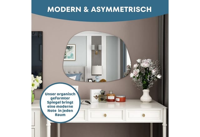 Albatros Designerspiegel Oval Asymmetrisch Wandspiegel 60cm x 45cm