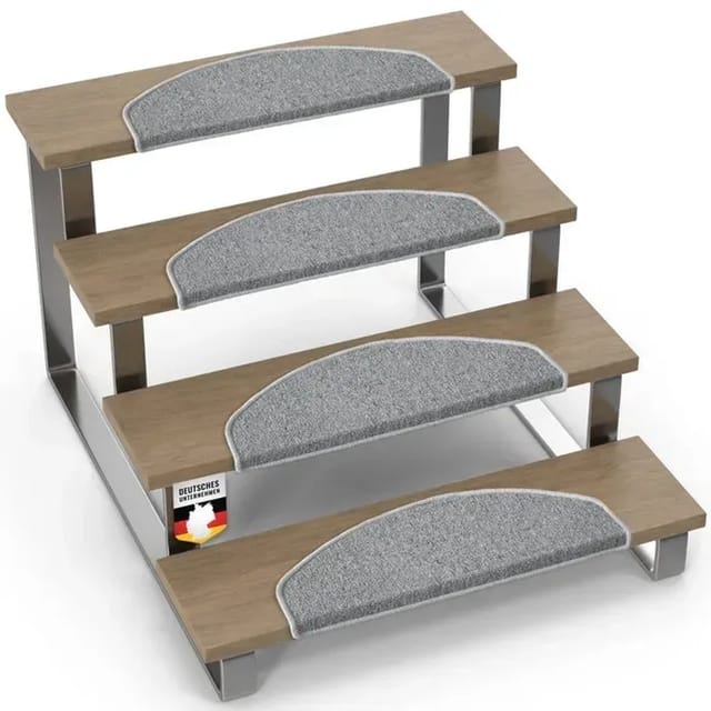 KARAT Stufenmatte London Pro Halbrund Grau 25 x 65 cm 15er-Set