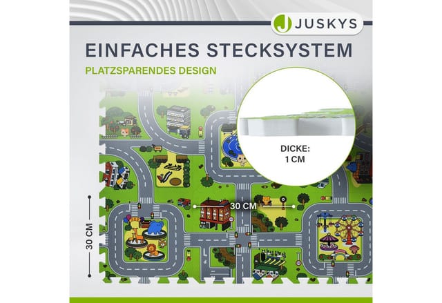 Juskys Kinder Puzzlematte Jascha 9-teilig Straßen
