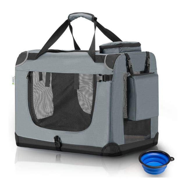 Juskys Faltbare Hundetransportbox Lassie XL Dunkelgrau