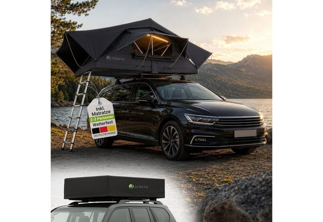JUSKYS Autodachzelt Lago 140 x 240 cm (Schwarz)