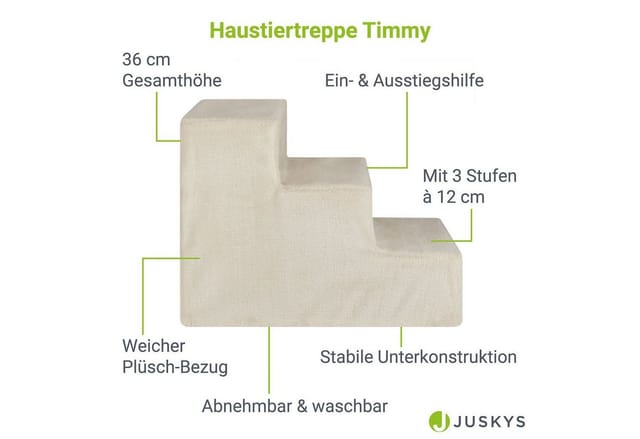 Juskys Haustiertreppe Timmy mit 3 Stufen Beige