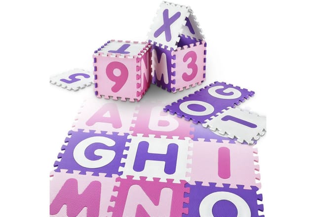 Juskys Kinder Puzzlematte Juna 36-teilig A bis Z und 0 bis 9