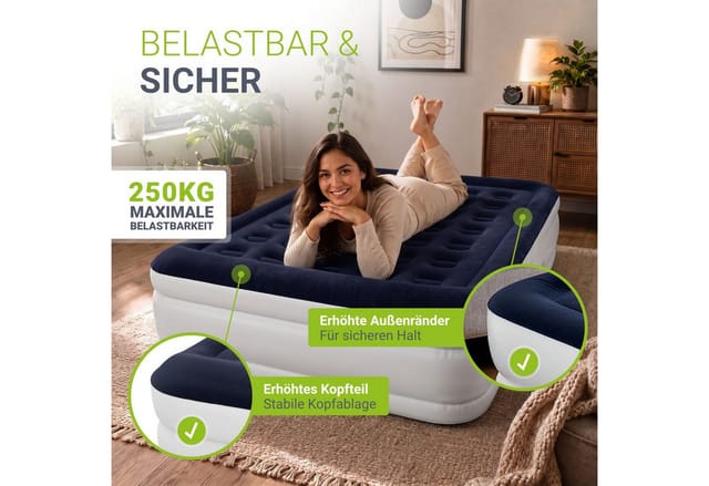 Juskys Luftbett Sapri L Blau Weiß