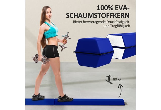 SPORTNOW Schwebebalken Kunststoff Polyester Blau 236L x 15B x 6,5H cm