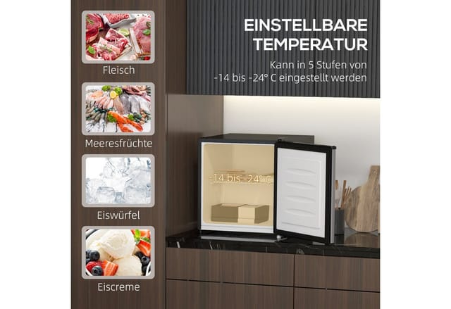 HOMCOM Mini Gefrierschrank Stahl Kunststoff Silber 47L x 44,2B x 48,8H cm