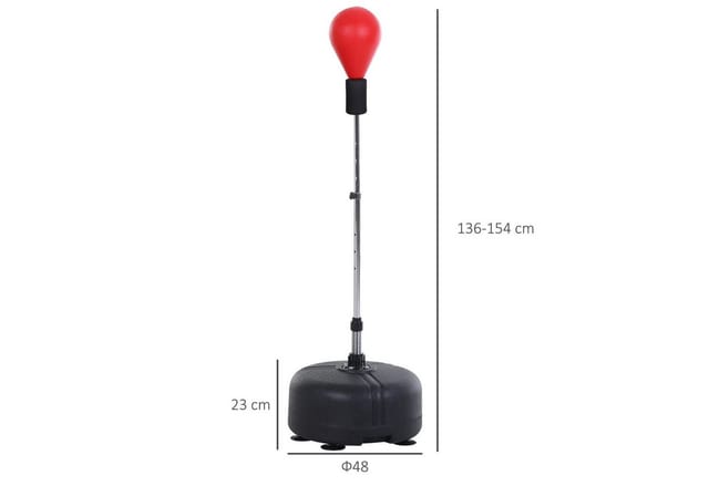HOMCOM Punchingball-Set Stahl Kunstleder Rot Ø48 x H136-154 cm