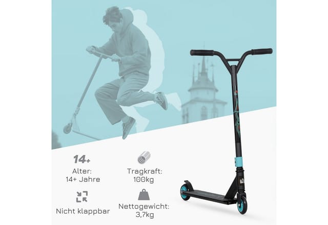 HOMCOM Stuntscooter Aluminium Metall L68 x B47,2 x H86 cm