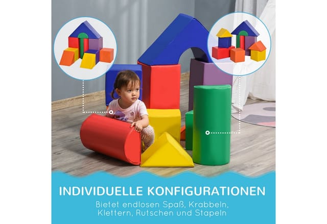 HOMCOM Bausteinset Kunstleder EPE Bunt 25L x 25B x 50H cm