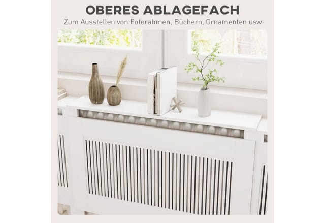 HOMCOM Heizkörperverkleidung Spanplatte MDF Weiß 201L x 19B x 81,5H cm