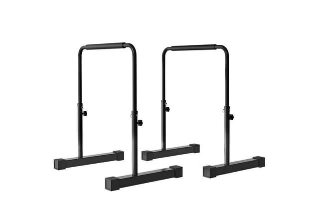 SPORTNOW Dip Barren Bars 2er Set Station Stahl Schwarz 70L x 50B x 80-100H cm