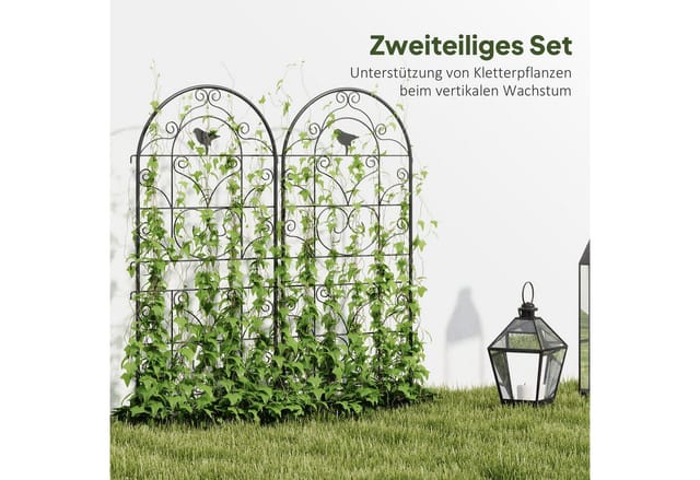Outsunny Rankgitter 2er Set zum Stecken Rostfrei Rankhilfe Metall Schwarz
