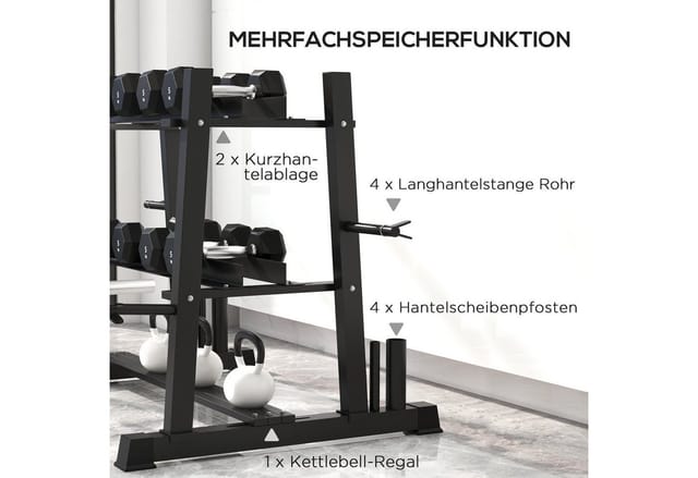 SPORTNOW Hantelständer Kurzhantelständer Stahl Schwarz 131L x 75B x 80H cm