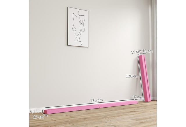 SPORTNOW Schwebebalken Kunststoff Polyester Hellrot 236L x 15B x 6,5H cm