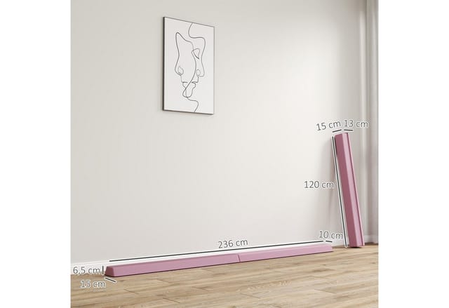 SPORTNOW Schwebebalken Kunststoff Polyester Rosa 236L x 15B x 6,5H cm