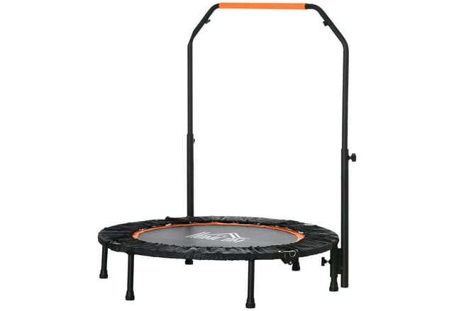 HOMCOM Fitness-Trampolin Stahl Kunststoff Schwarz Orange Ø102 x 99-123H cm