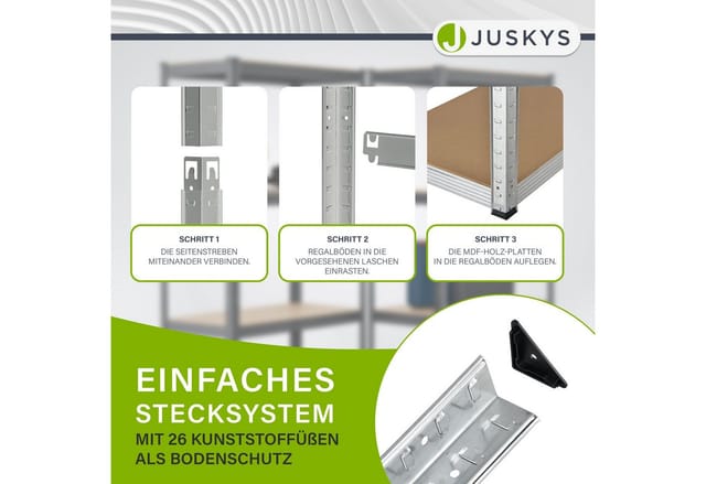 Juskys 3er Regalsystem 1 Corner und 2 Basic Insgesamt 15 Böden mit 2625 kg Tragkraft