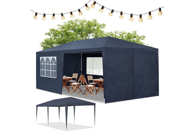 Juskys Partyzelt Gartenzelt 3x6m mit Seitenwänden in Blau