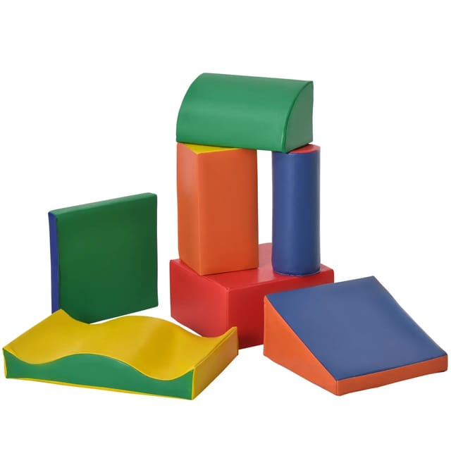 HOMCOM Kinder-Softplay-Set Bausteinset PU EPE Bunt 60L x 40B x 11H cm