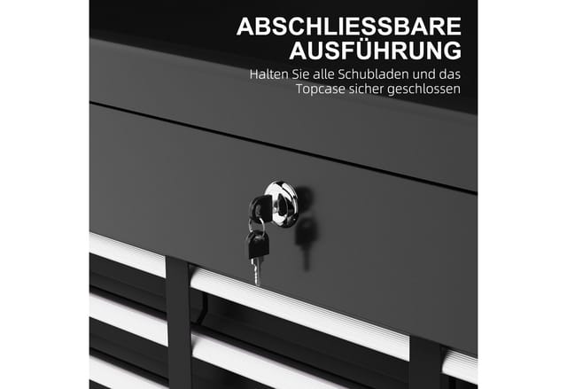 HOMCOM Werkzeugkasten Werkzeugkoffer Stahl Schwarz 60L x 26B x 34H cm