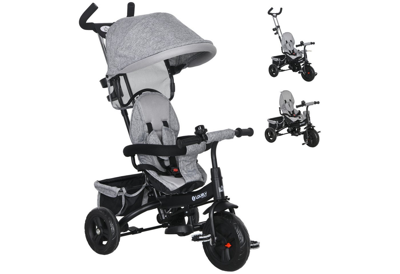 HOMCOM 6-in-1 Dreirad mit Abnehmbarem Sonnendach Bild 3