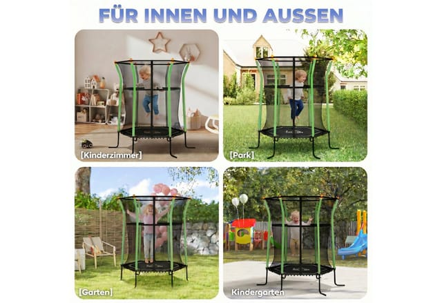 HOMCOM Kids Trampoline Stahl Kunststoff Ø163,5 x H190 cm