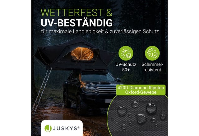 JUSKYS Autodachzelt Lago 120 x 210 cm (schwarz)